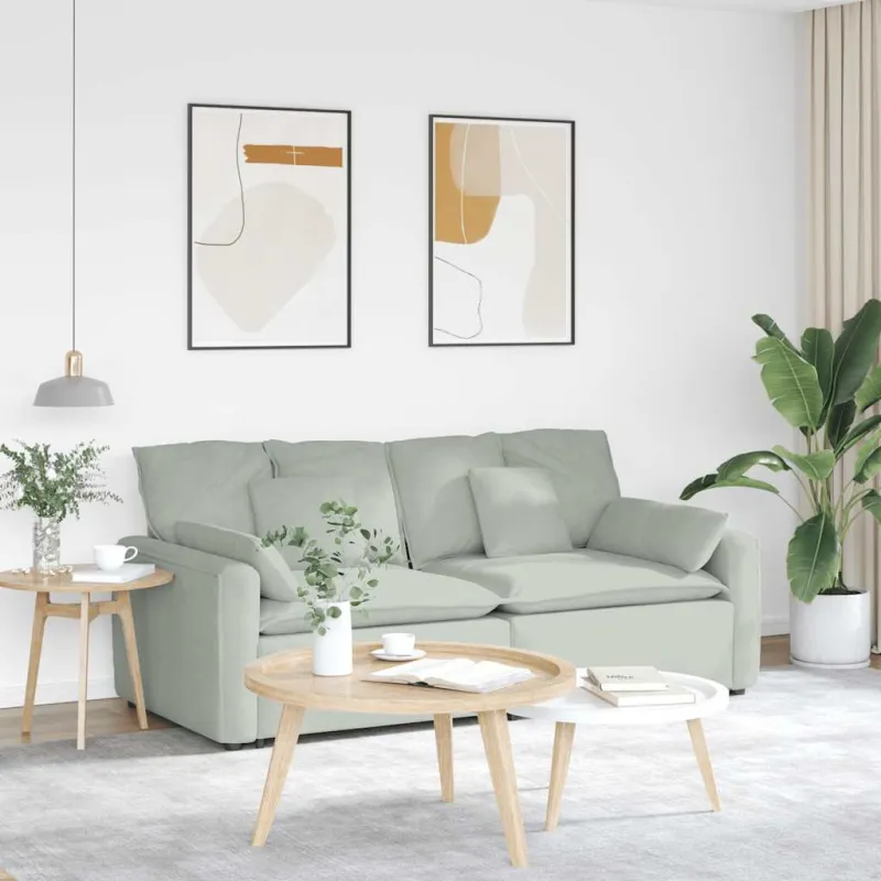 Modulinė sofa su pagalvėlėmis, šviesiai pilka