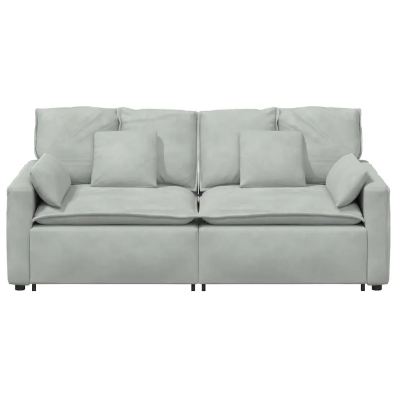 Modulinė sofa su pagalvėlėmis, šviesiai pilka