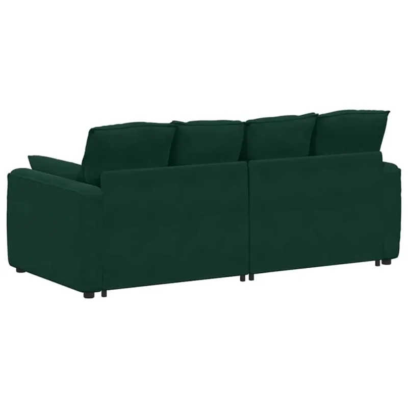 Modulinė sofa su pagalvėlėmis, tamsiai žalia