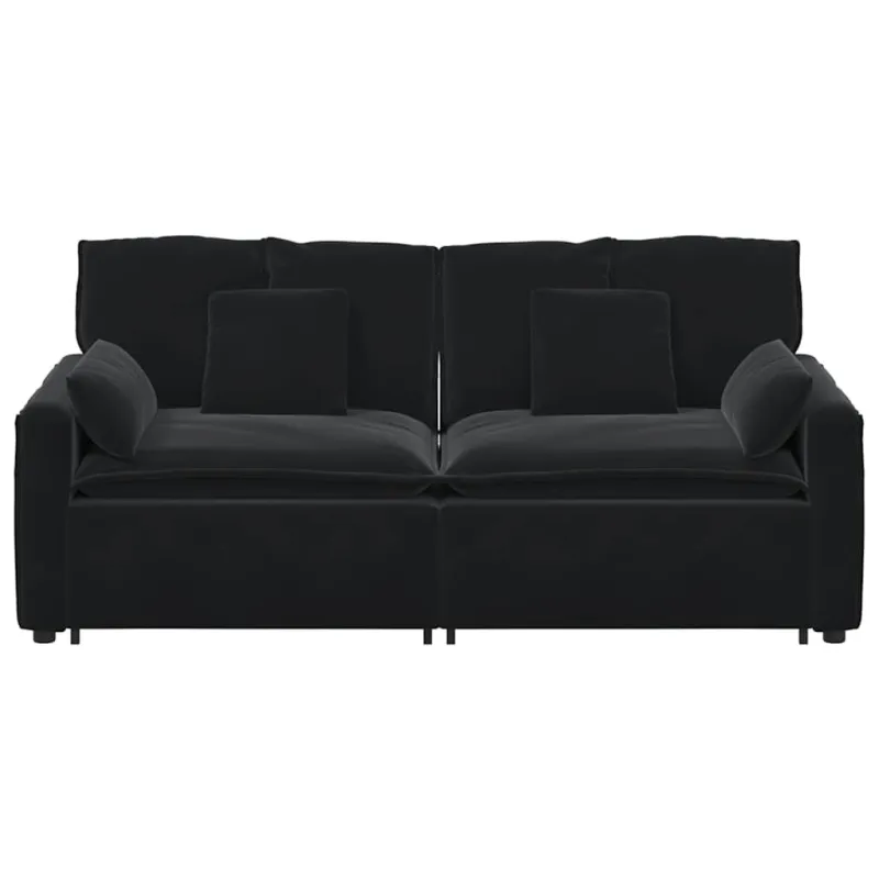 Modulinė sofa su pagalvėlėmis, juoda