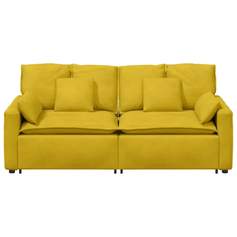 Modulinė sofa su pagalvėlėmis, geltona