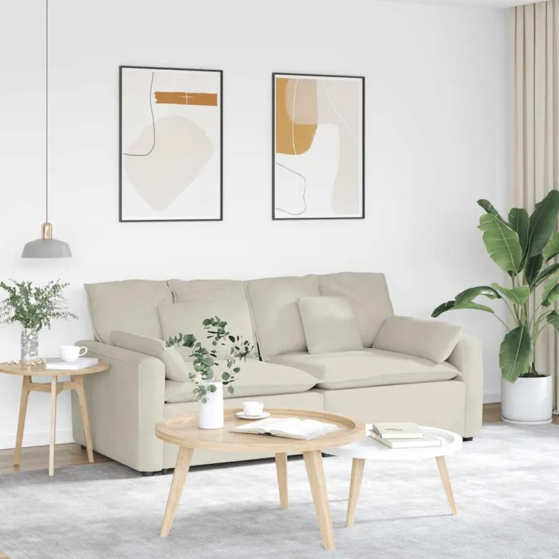 Modulinė sofa su pagalvėlėmis, kreminės spalvos