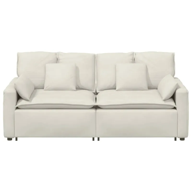 Modulinė sofa su pagalvėlėmis, kreminės spalvos