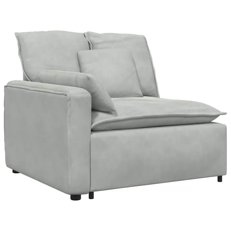 Modulinė sofa su pagalvėlėmis, aksominė, šviesiai pilka