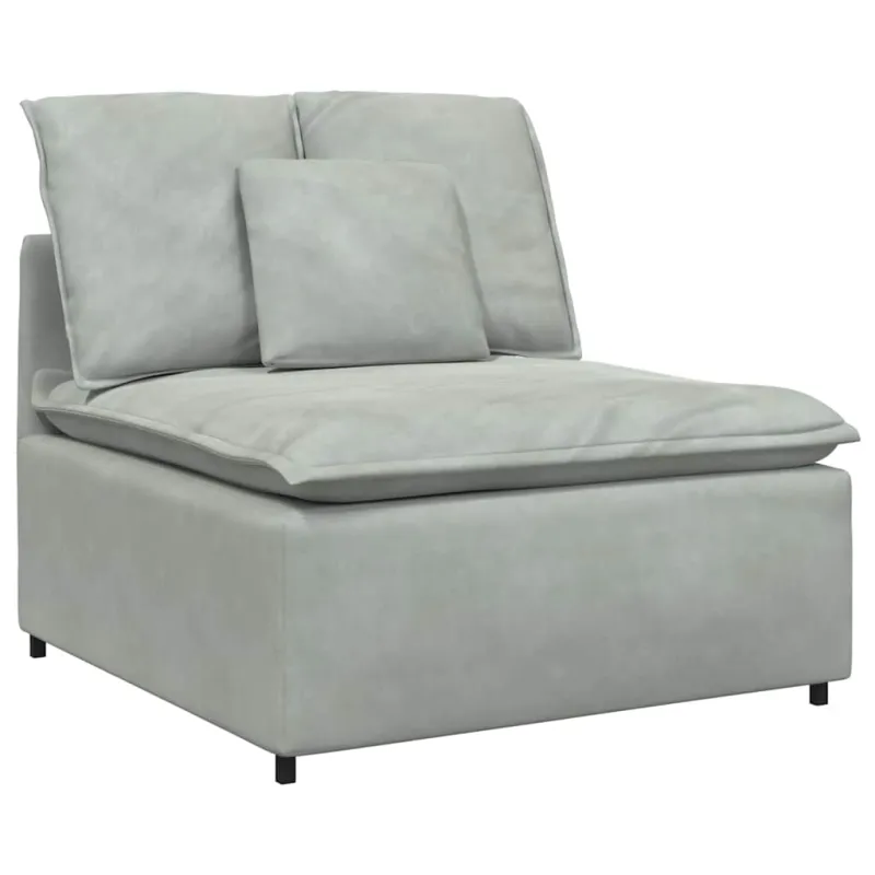 Modulinė sofa su pagalvėlėmis, aksominė, šviesiai pilka