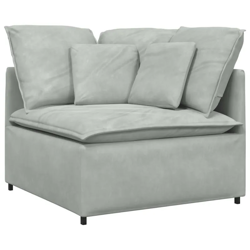 Modulinė sofa su pagalvėlėmis, aksominė, šviesiai pilka