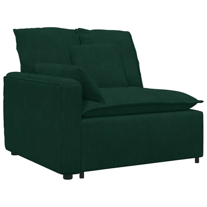 Modulinė sofa su pagalvėlėmis, aksominė, tamsiai žalia