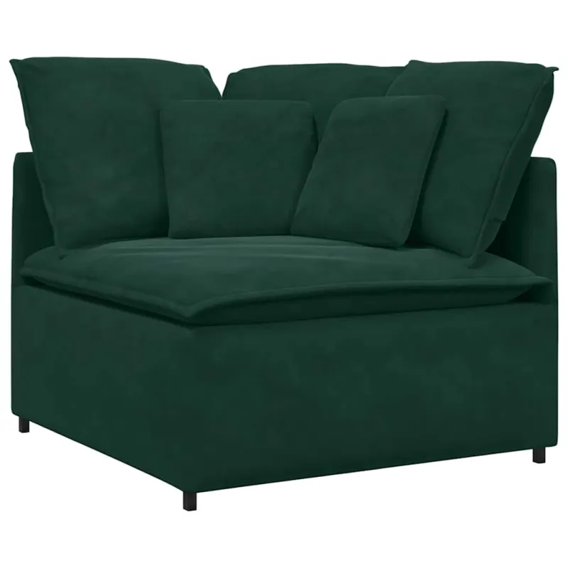 Modulinė sofa su pagalvėlėmis, aksominė, tamsiai žalia