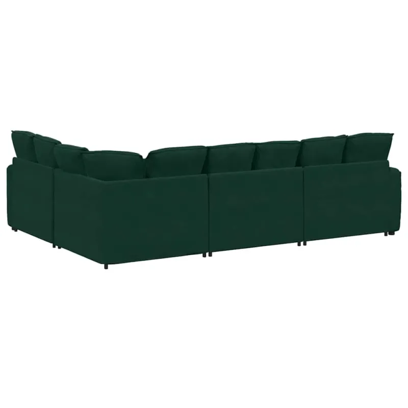Modulinė sofa su pagalvėlėmis, aksominė, tamsiai žalia