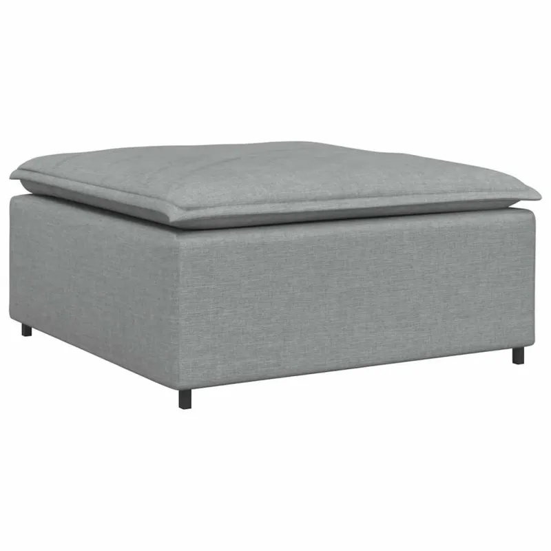 Modulinė sofa su pakoja ir pagalvėlėmis, audinys, šviesiai pilka