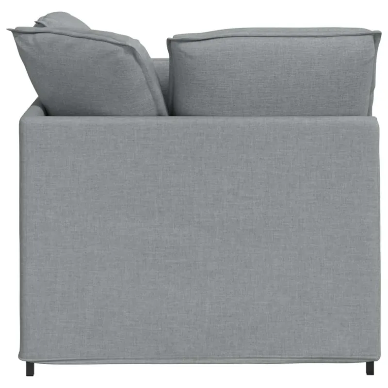 Modulinė sofa su pakoja ir pagalvėlėmis, audinys, šviesiai pilka