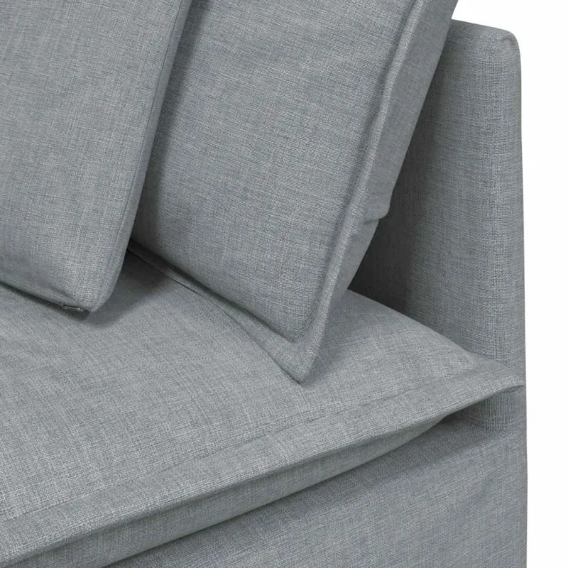 Modulinė sofa su pakoja ir pagalvėlėmis, audinys, šviesiai pilka