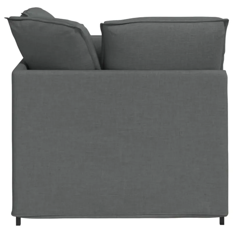 Modulinė sofa su pakoja ir pagalvėlėmis, audinys, tamsiai pilka