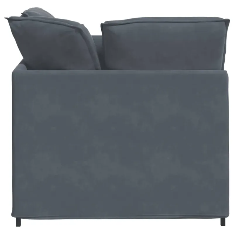 Modulinė sofa su pakoja ir pagalvėlėmis, aksominė, tamsiai pilka