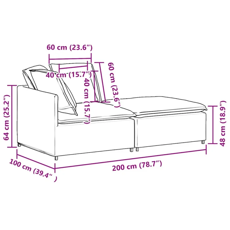 Modulinė sofa su pakoja ir pagalvėlėmis, aksominė, tamsiai pilka