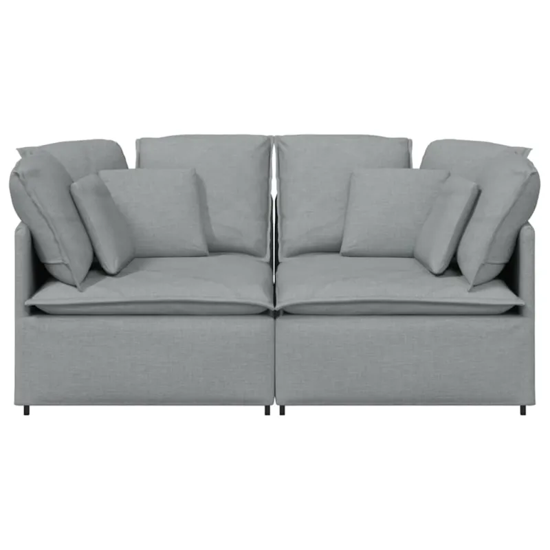 Modulinė sofa su pagalvėlėmis, audinys, šviesiai pilka