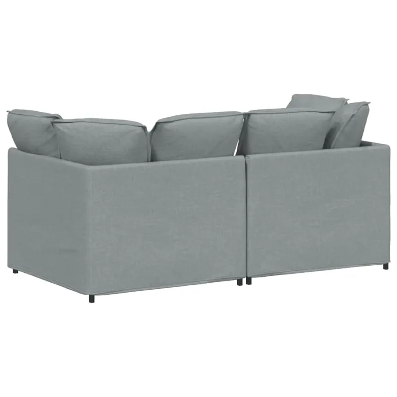 Modulinė sofa su pagalvėlėmis, audinys, šviesiai pilka