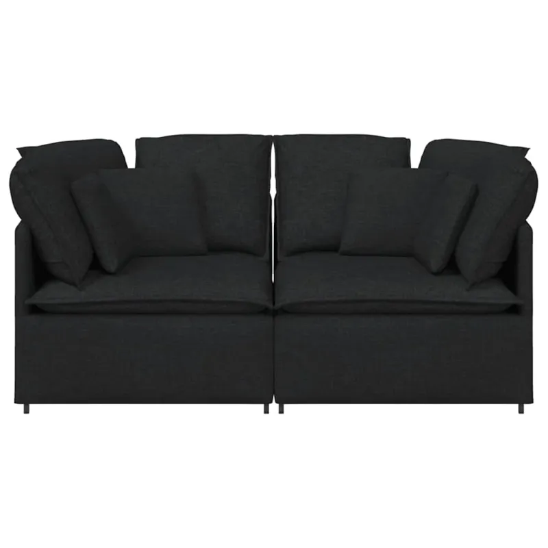 Modulinė sofa su pagalvėlėmis, audinys, juoda