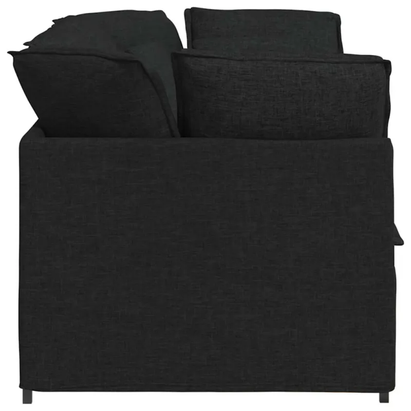 Modulinė sofa su pagalvėlėmis, audinys, juoda