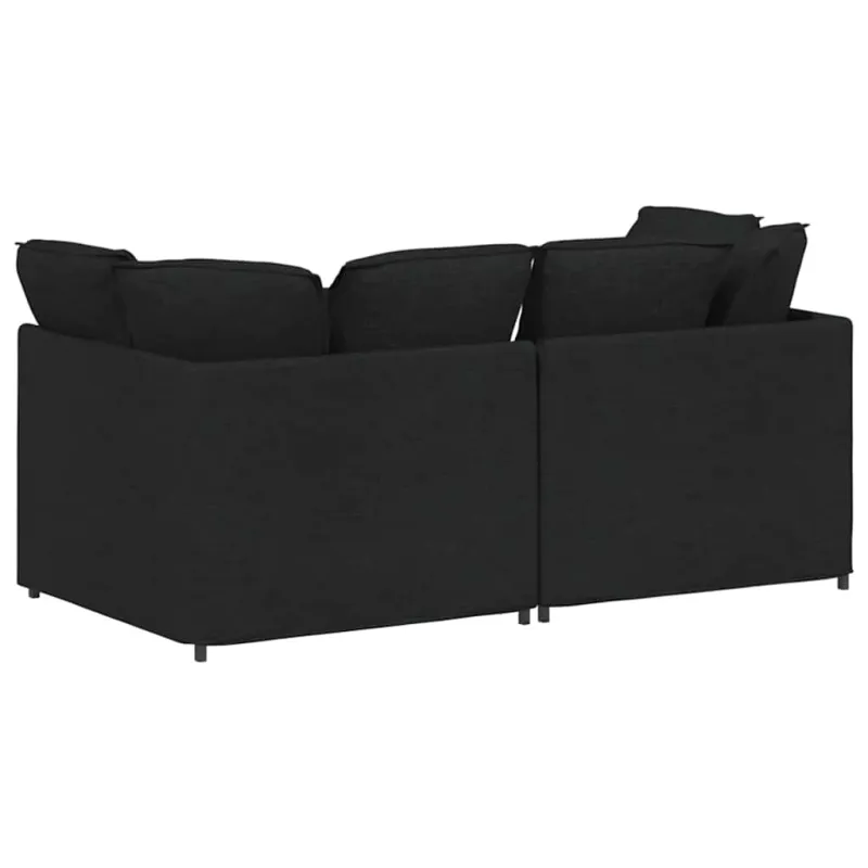 Modulinė sofa su pagalvėlėmis, audinys, juoda
