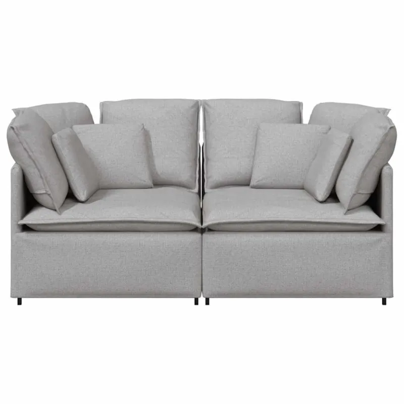 Modulinė sofa su pagalvėlėmis, audinys, debesų pilka