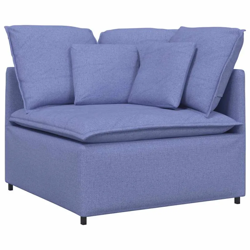 Modulinė sofa su pagalvėlėmis, audinys, džinso mėlyna