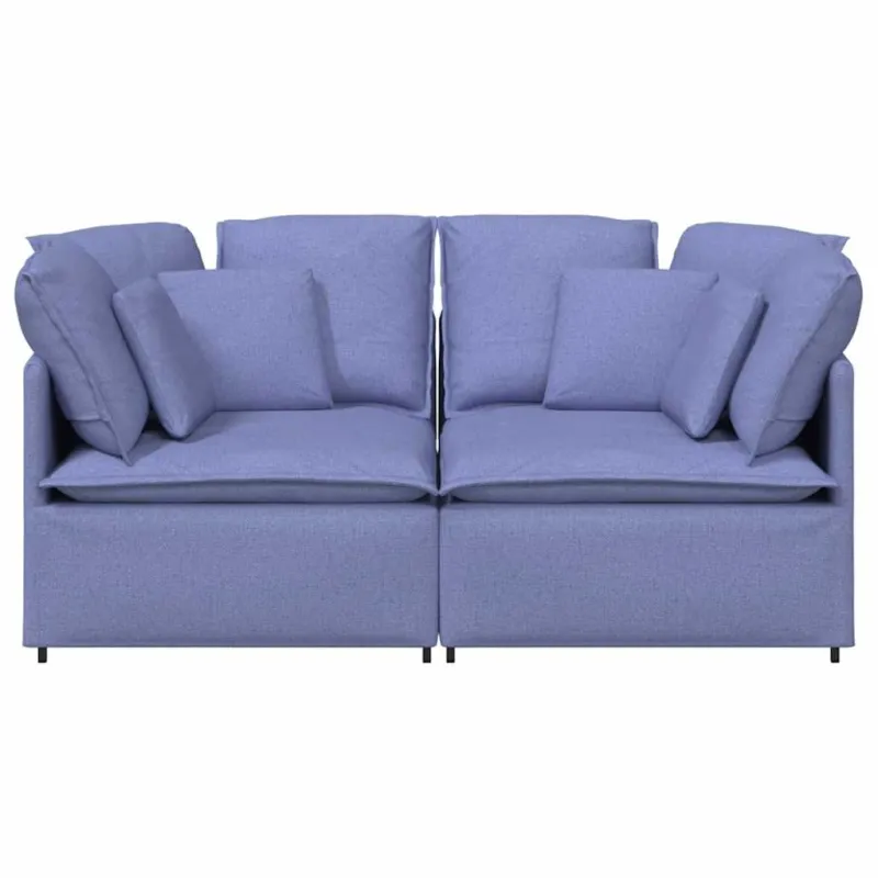 Modulinė sofa su pagalvėlėmis, audinys, džinso mėlyna