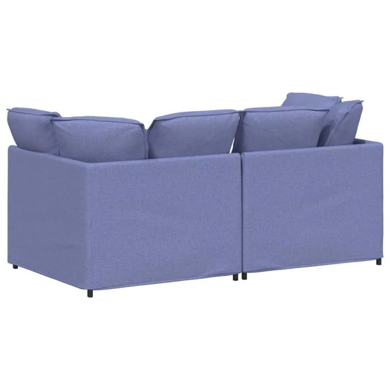 Modulinė sofa su pagalvėlėmis, audinys, džinso mėlyna