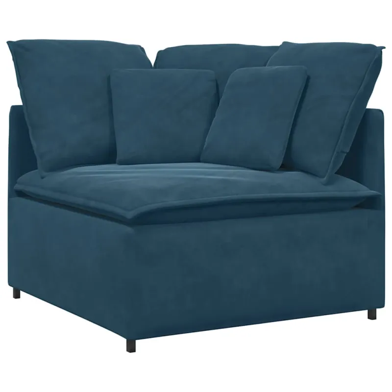 Modulinė sofa su pagalvėlėmis, aksominė, mėlyna