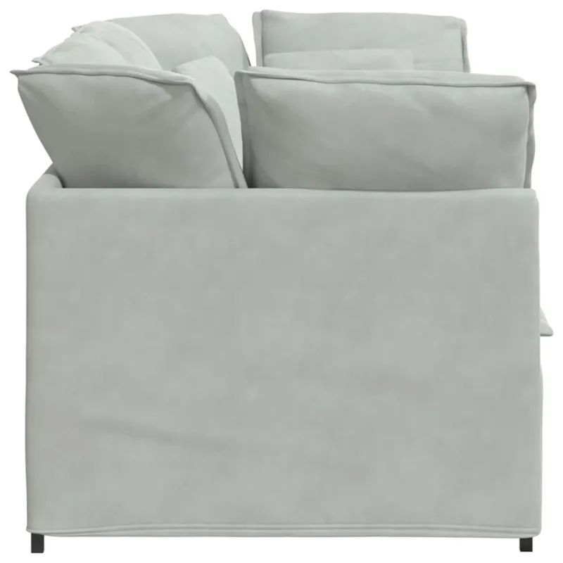 Modulinė sofa su pagalvėlėmis, aksominė, šviesiai pilka