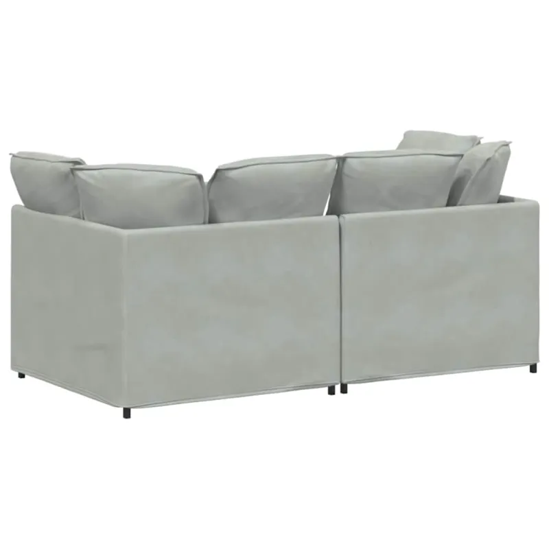 Modulinė sofa su pagalvėlėmis, aksominė, šviesiai pilka