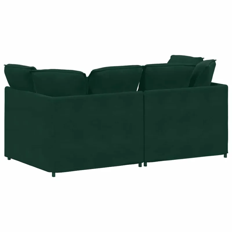 Modulinė sofa su pagalvėlėmis, aksominė, tamsiai žalia