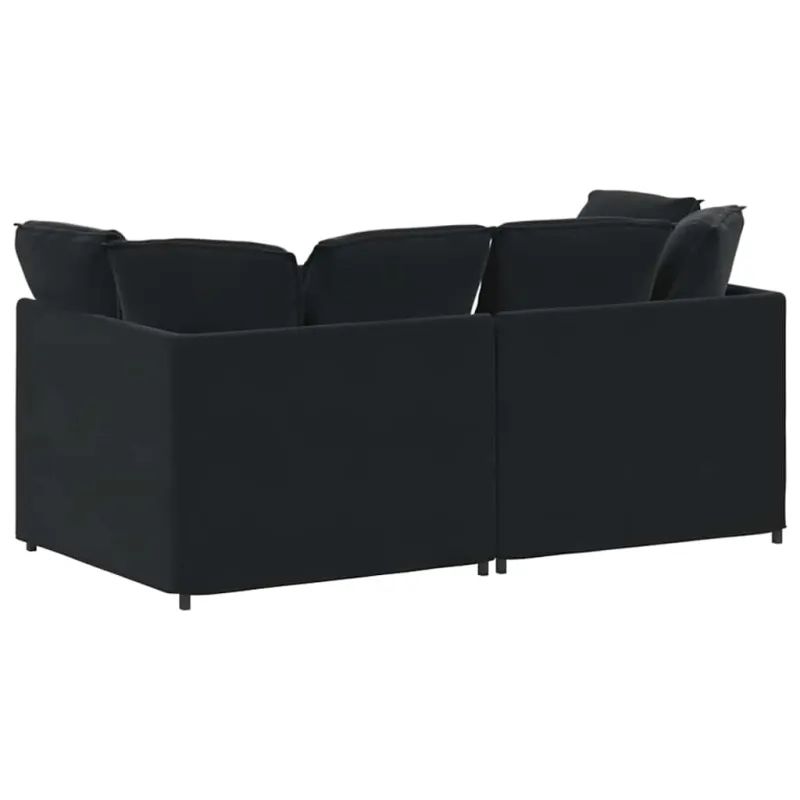 Modulinė sofa su pagalvėlėmis, aksominė, juoda