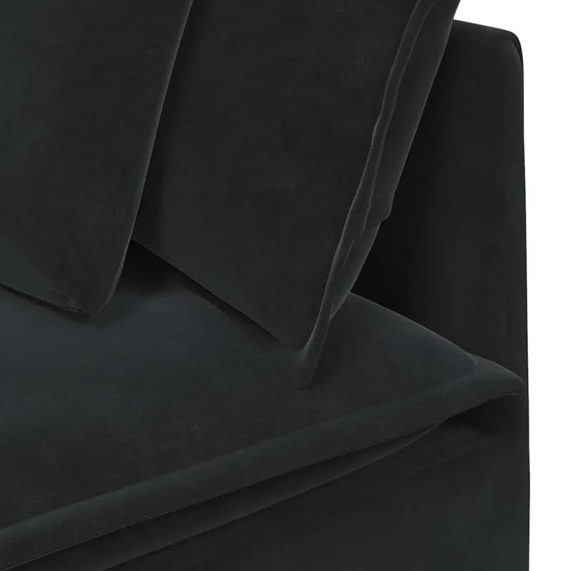 Modulinė sofa su pagalvėlėmis, aksominė, juoda