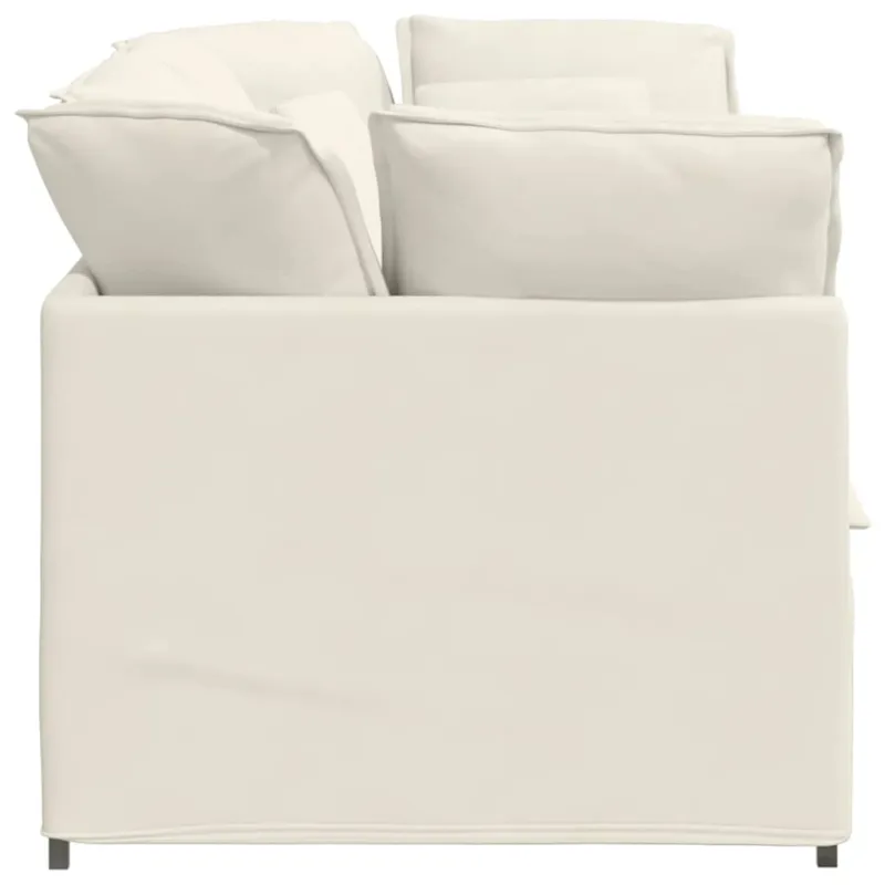 Modulinė sofa su pagalvėlėmis, aksominė, kreminės spalvos