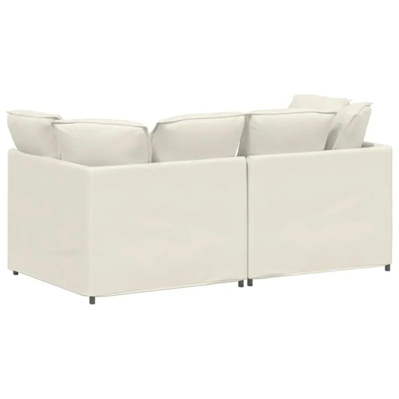 Modulinė sofa su pagalvėlėmis, aksominė, kreminės spalvos