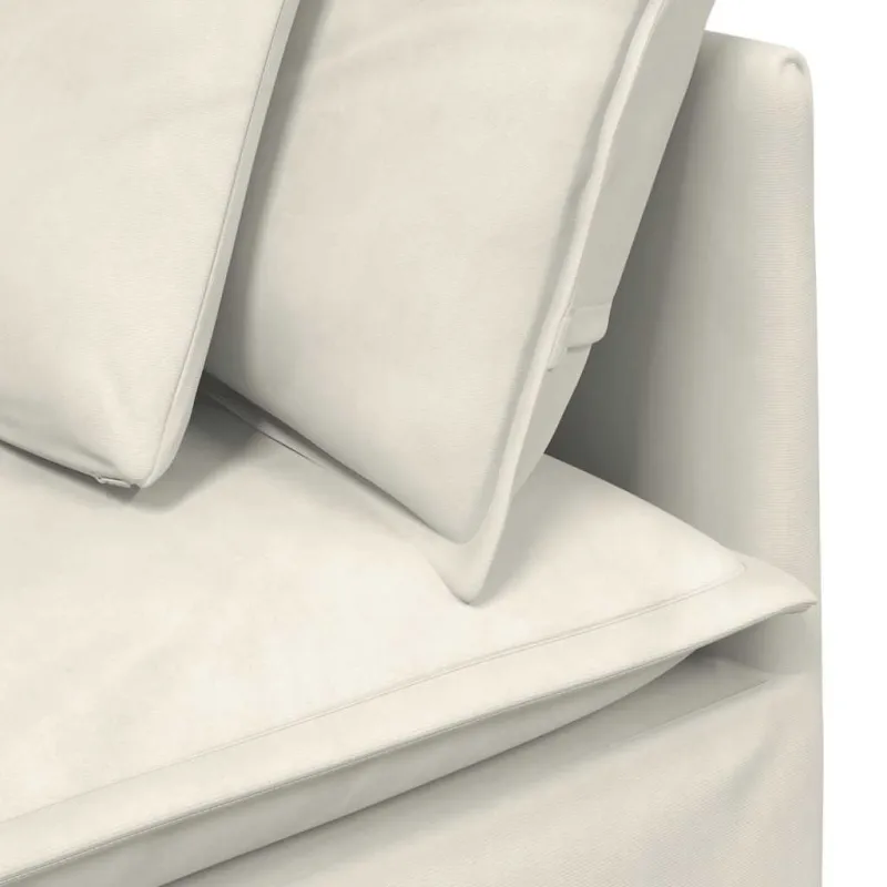 Modulinė sofa su pagalvėlėmis, aksominė, kreminės spalvos