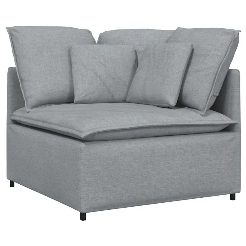 Modulinė sofa su pagalvėlėmis, audinys, šviesiai pilka