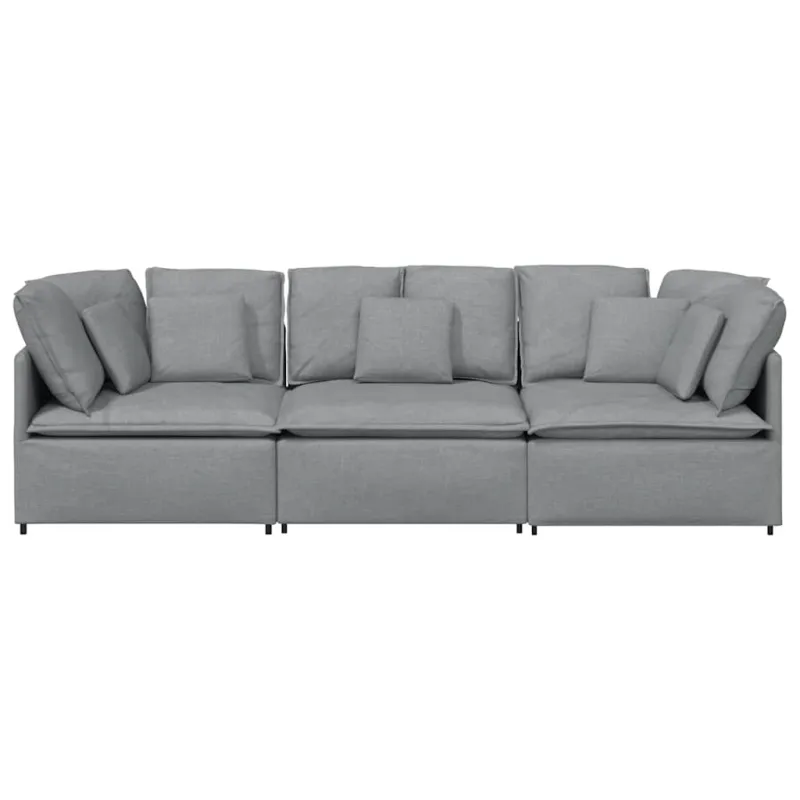 Modulinė sofa su pagalvėlėmis, audinys, šviesiai pilka