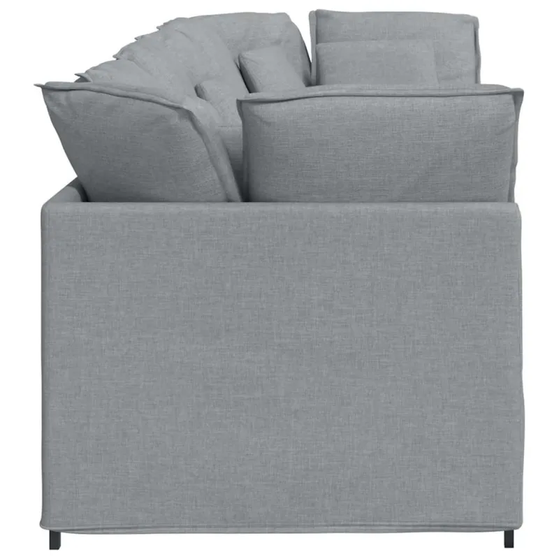 Modulinė sofa su pagalvėlėmis, audinys, šviesiai pilka