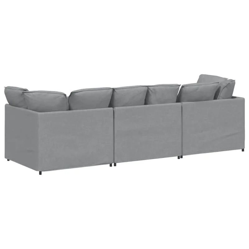 Modulinė sofa su pagalvėlėmis, audinys, šviesiai pilka