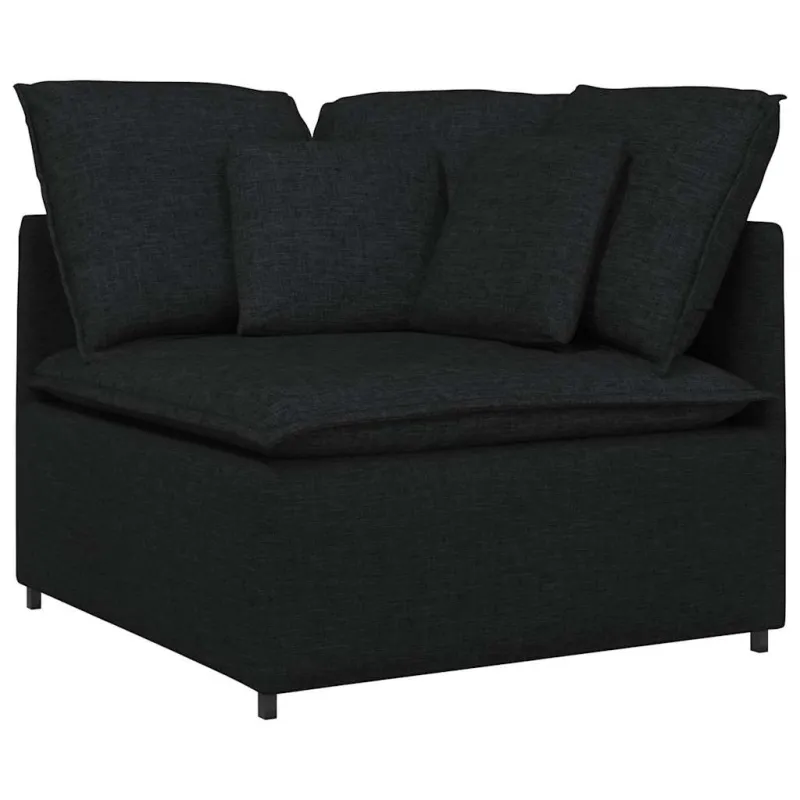 Modulinė sofa su pagalvėlėmis, audinys, juoda