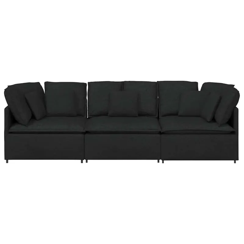 Modulinė sofa su pagalvėlėmis, audinys, juoda
