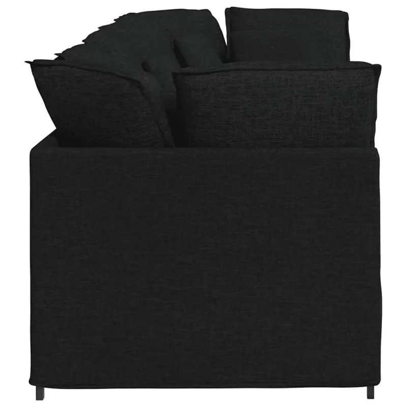 Modulinė sofa su pagalvėlėmis, audinys, juoda