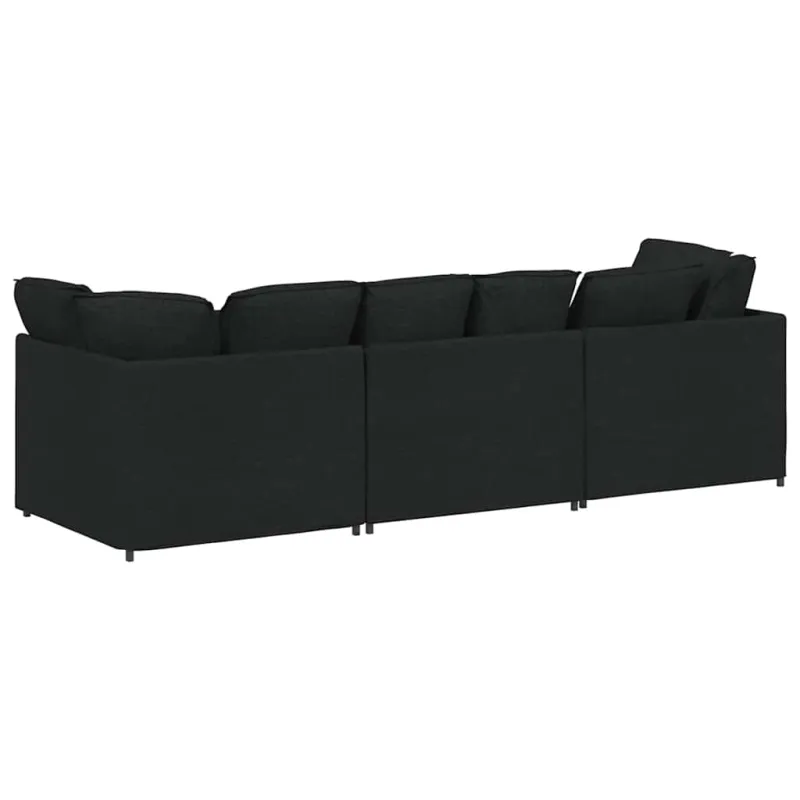 Modulinė sofa su pagalvėlėmis, audinys, juoda