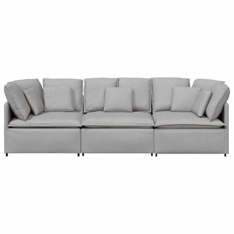 Modulinė sofa su pagalvėlėmis, audinys, debesų pilka