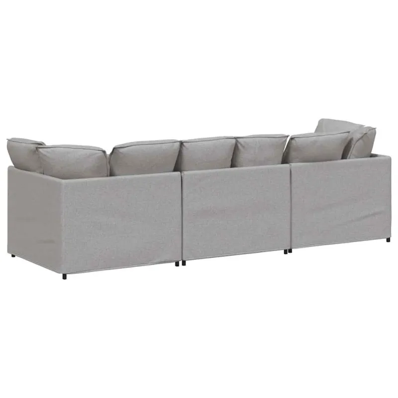 Modulinė sofa su pagalvėlėmis, audinys, debesų pilka
