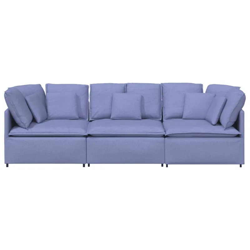 Modulinė sofa su pagalvėlėmis, audinys, džinso mėlyna