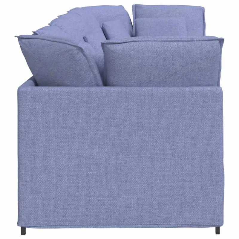 Modulinė sofa su pagalvėlėmis, audinys, džinso mėlyna