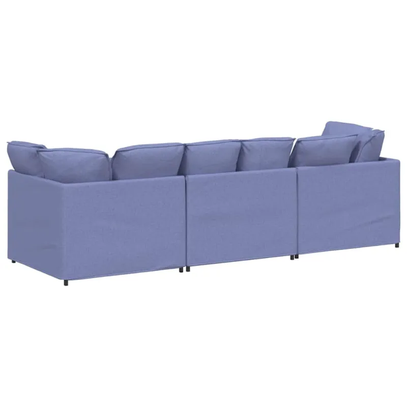 Modulinė sofa su pagalvėlėmis, audinys, džinso mėlyna